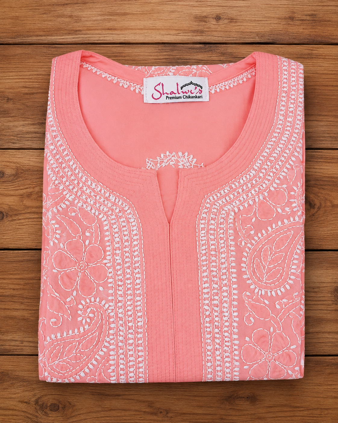 Cotton Voile Long Kurti with Chikankari Shadow Work