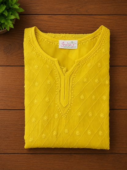 Pure Viscose Kurti with Resham Chikankari