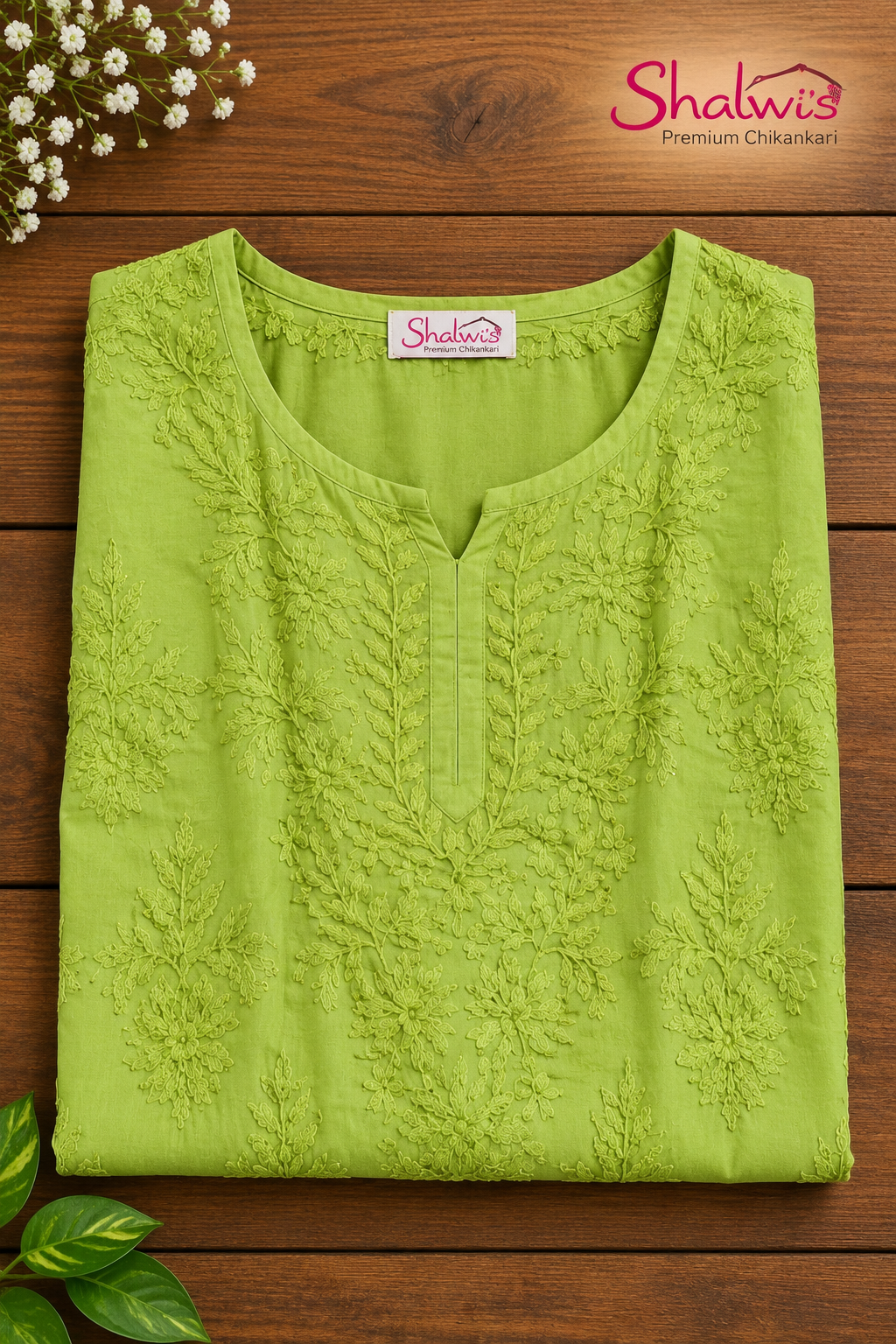 Pure Muslin Short Kurti with Detailed Chikankari Handwork