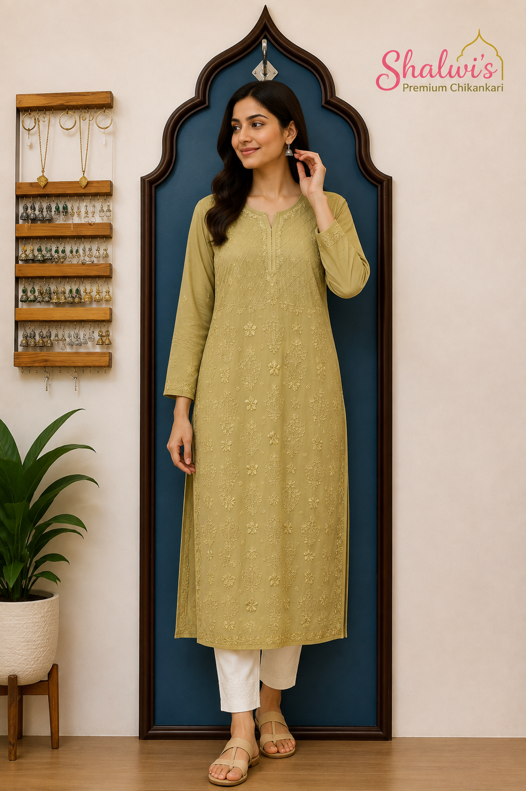 Pure Viscose Kurti with Resham Chikankari