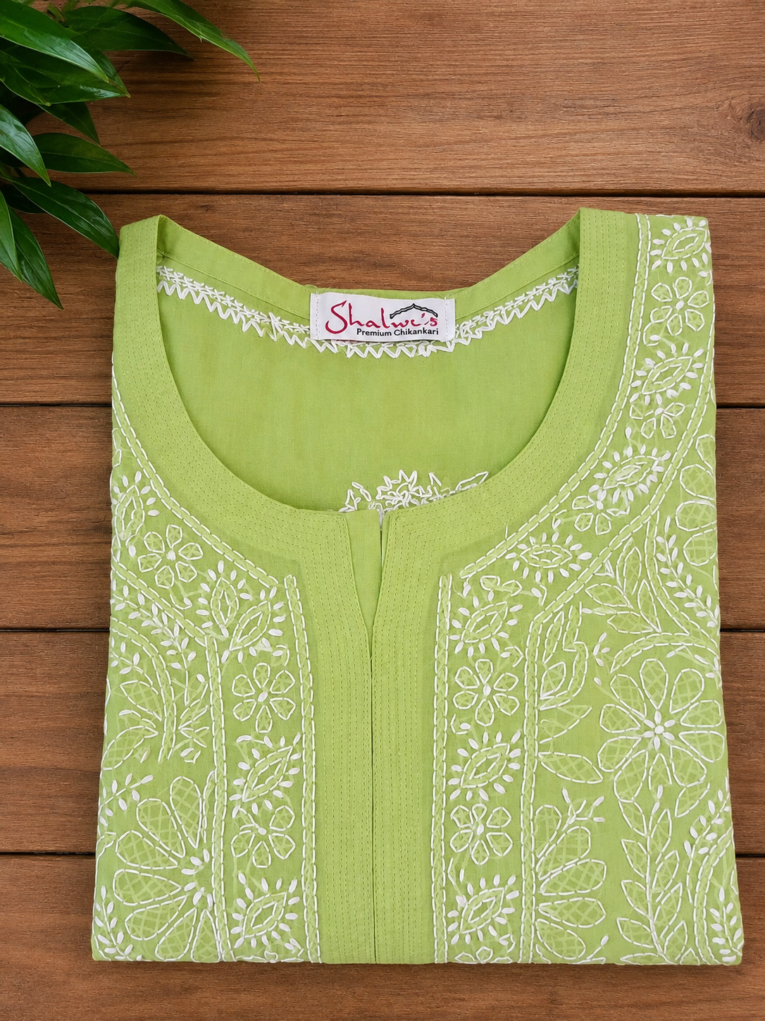 Cotton Voile Long Kurti with Chikankari Shadow Work