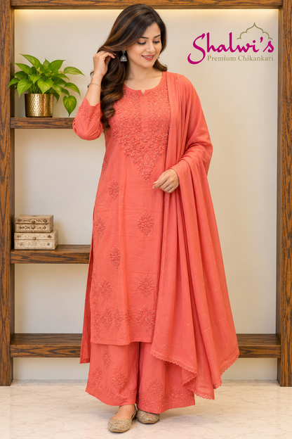 Pure Modal Co-ord Set with Authentic Mukaish & Chikankari Handwork