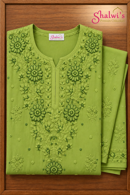 Premium Pure Viscose Long Kurti with Moti Cutdana Handwork
