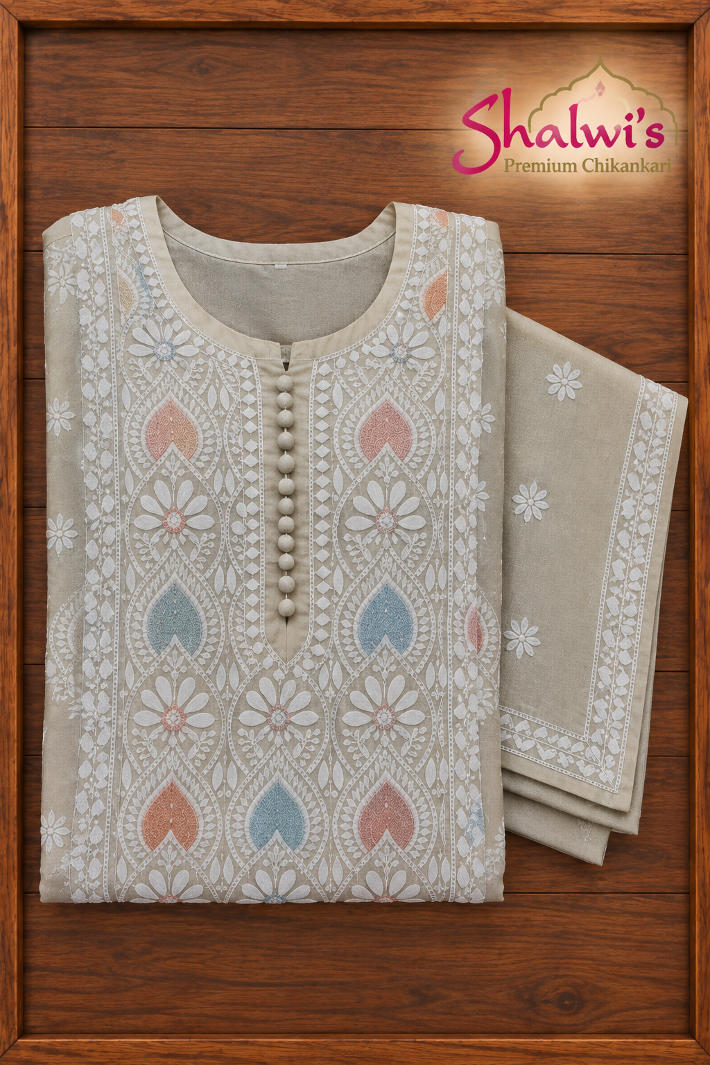 Pure Tissue Kurti with Intricate Chikankari & Cutdana Jaali Handwork