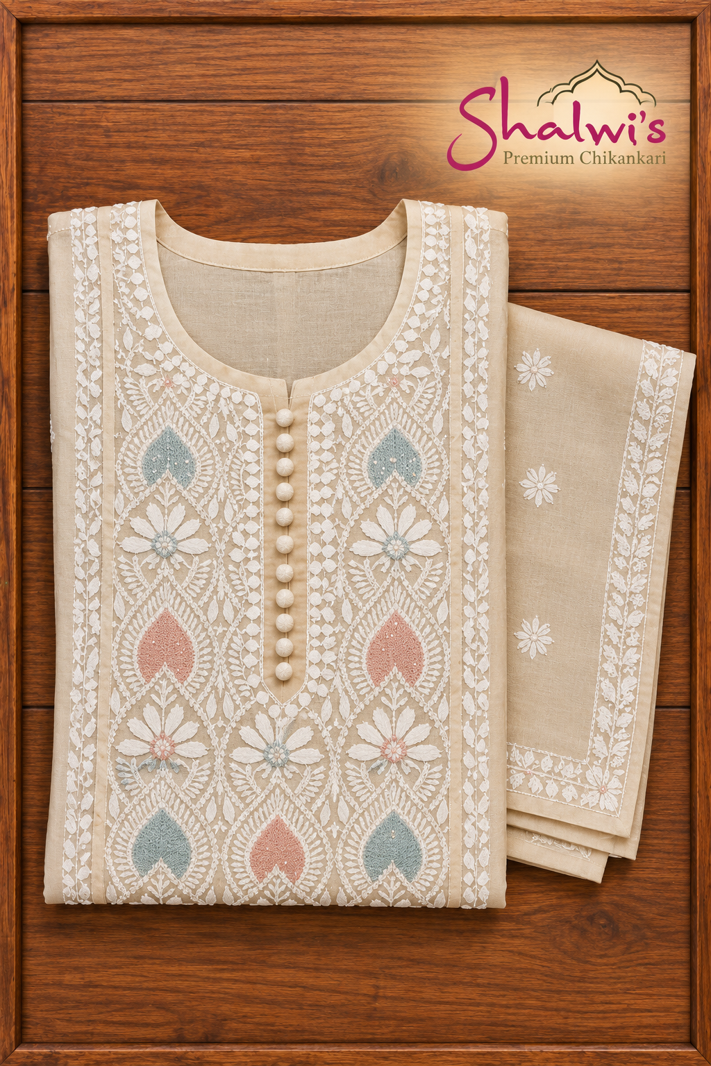 Pure Tissue Kurti with Intricate Chikankari & Cutdana Jaali Handwork