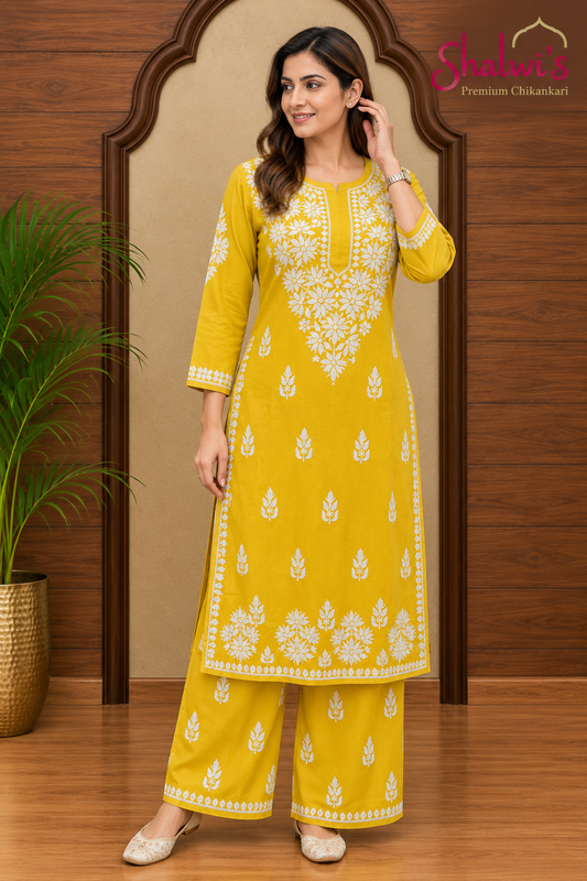 Rayon Co-ord Set with Chikankari Handwork