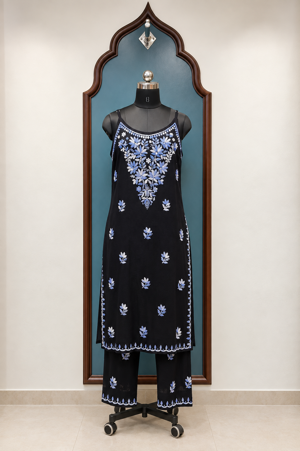 Rayon Noodle Strap Chikankari handwork Coord Set