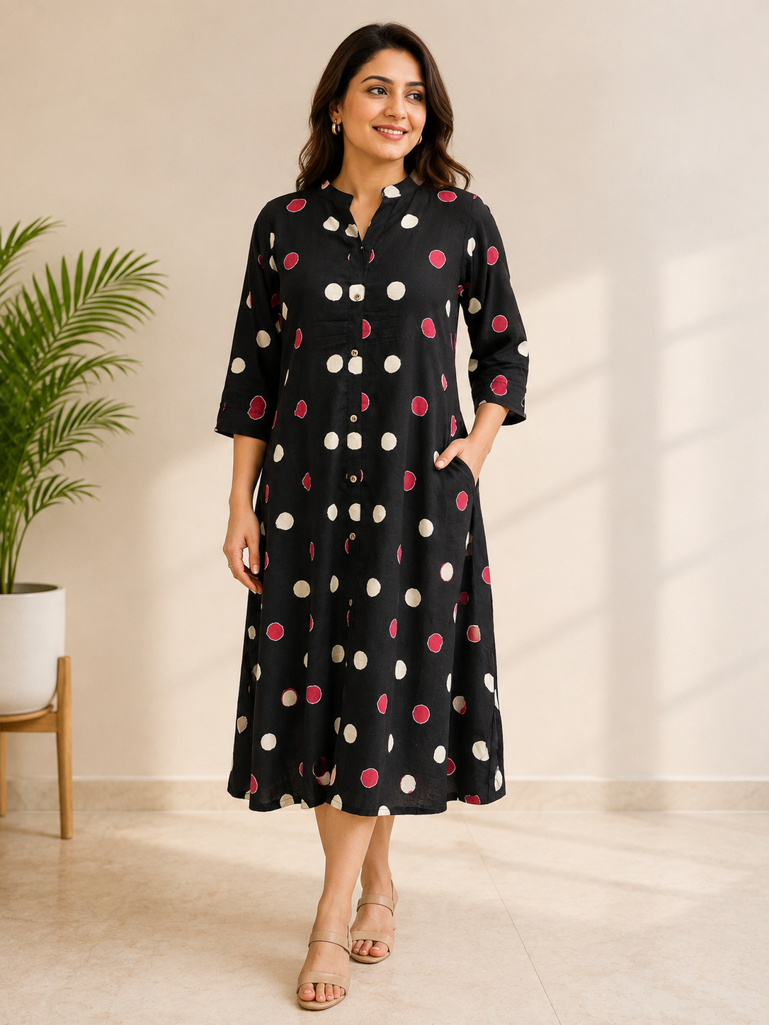 Pure Dabu Polkadots Hand block Print One-Piece