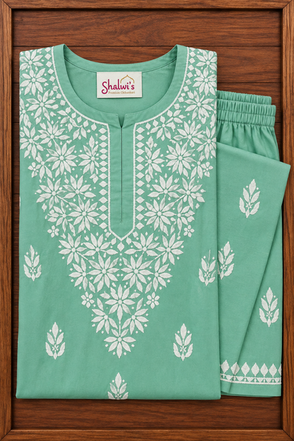 Rayon Co-ord Set with Chikankari Handwork