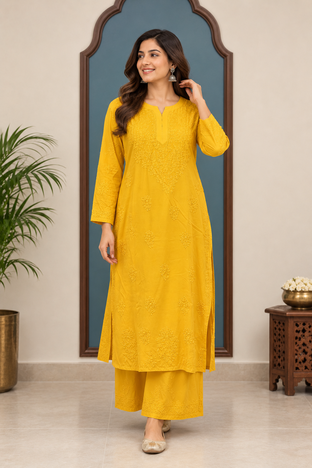 Pure Muslin Chikankari handcrafted Coord Set