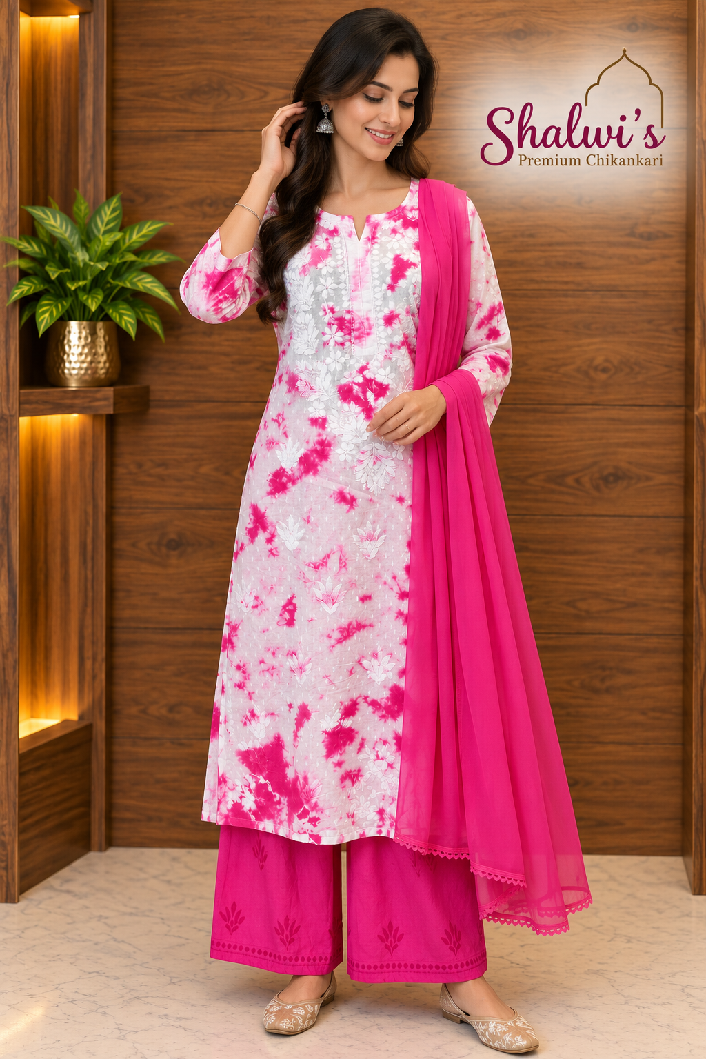 Pure Dobby Cotton Tie-Dye Co-ord Set with Dupatta