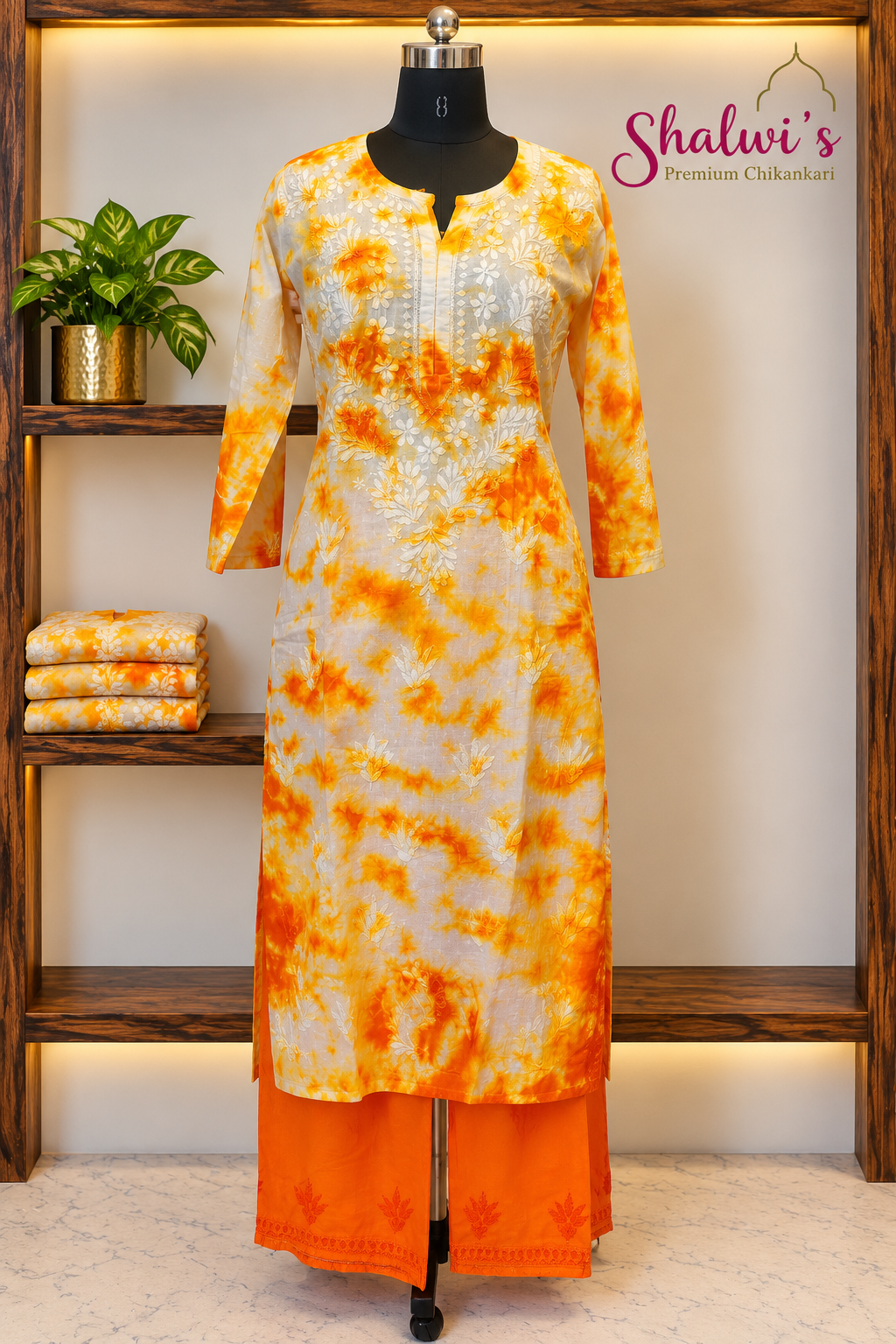Pure Dobby Cotton Tie-Dye Co-ord Set with Dupatta