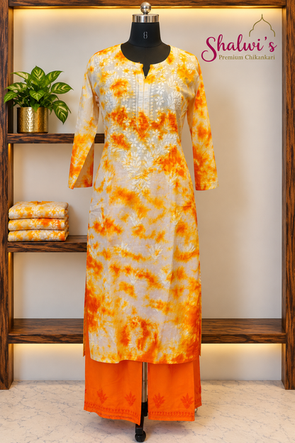 Pure Dobby Cotton Tie-Dye Co-ord Set with Dupatta