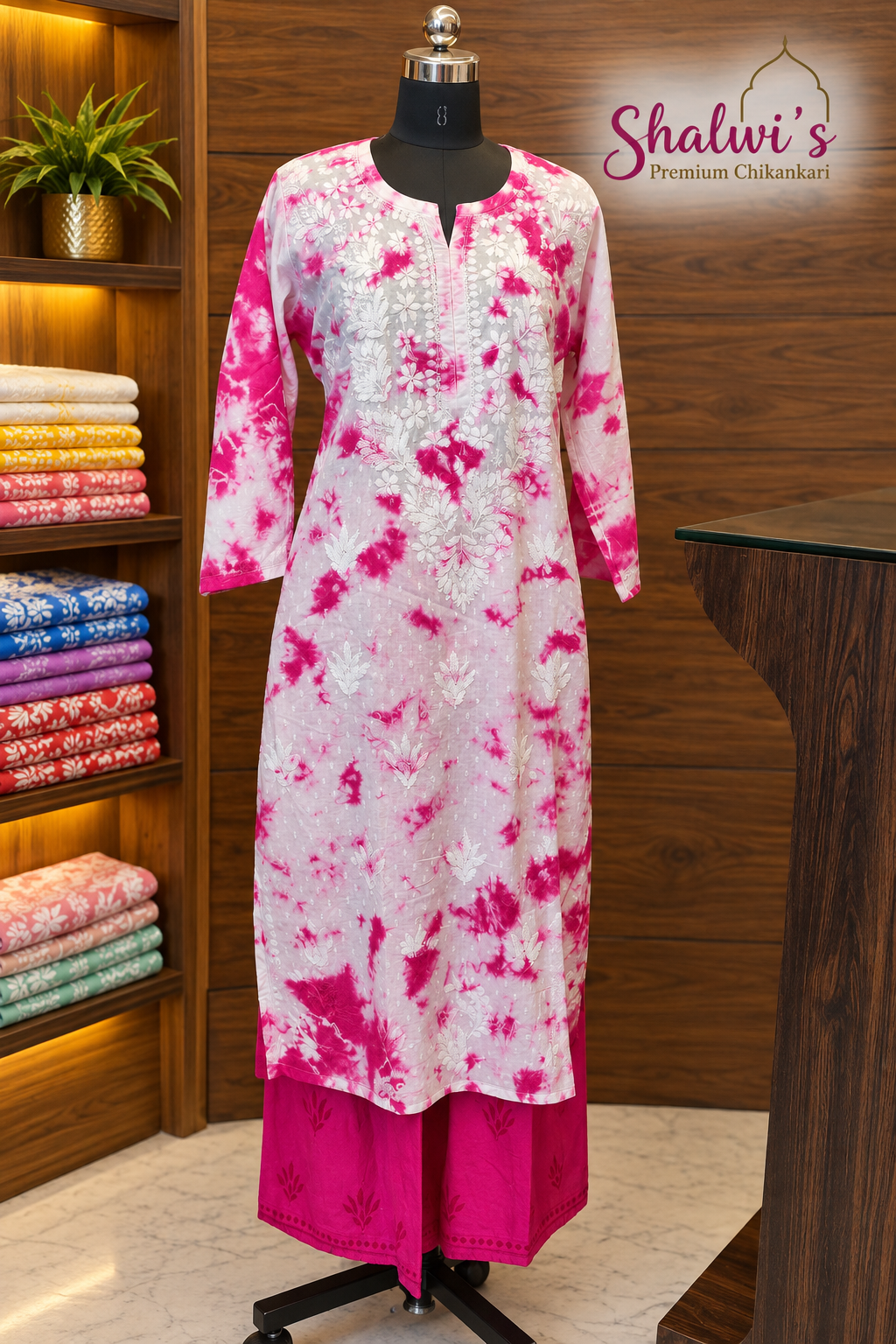 Pure Dobby Cotton Tie-Dye Co-ord Set with Dupatta