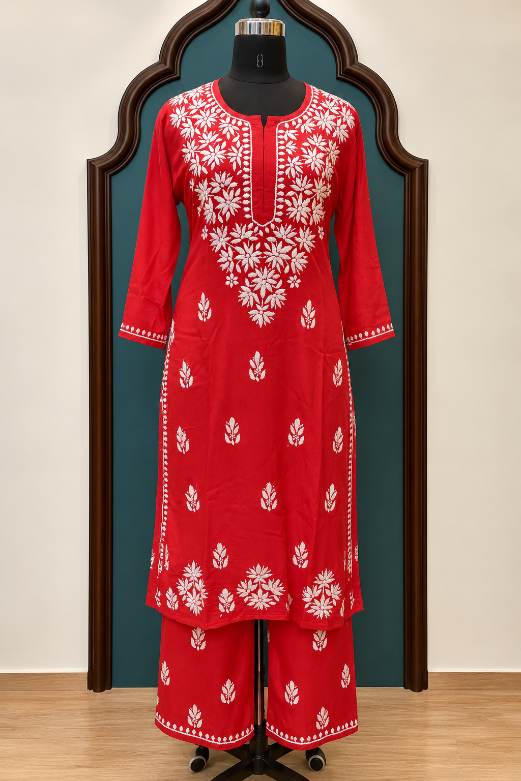 Rayon Co-ord Set with Chikankari Handwork