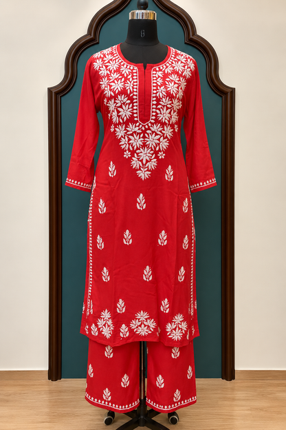 Rayon Co-ord Set with Chikankari Handwork