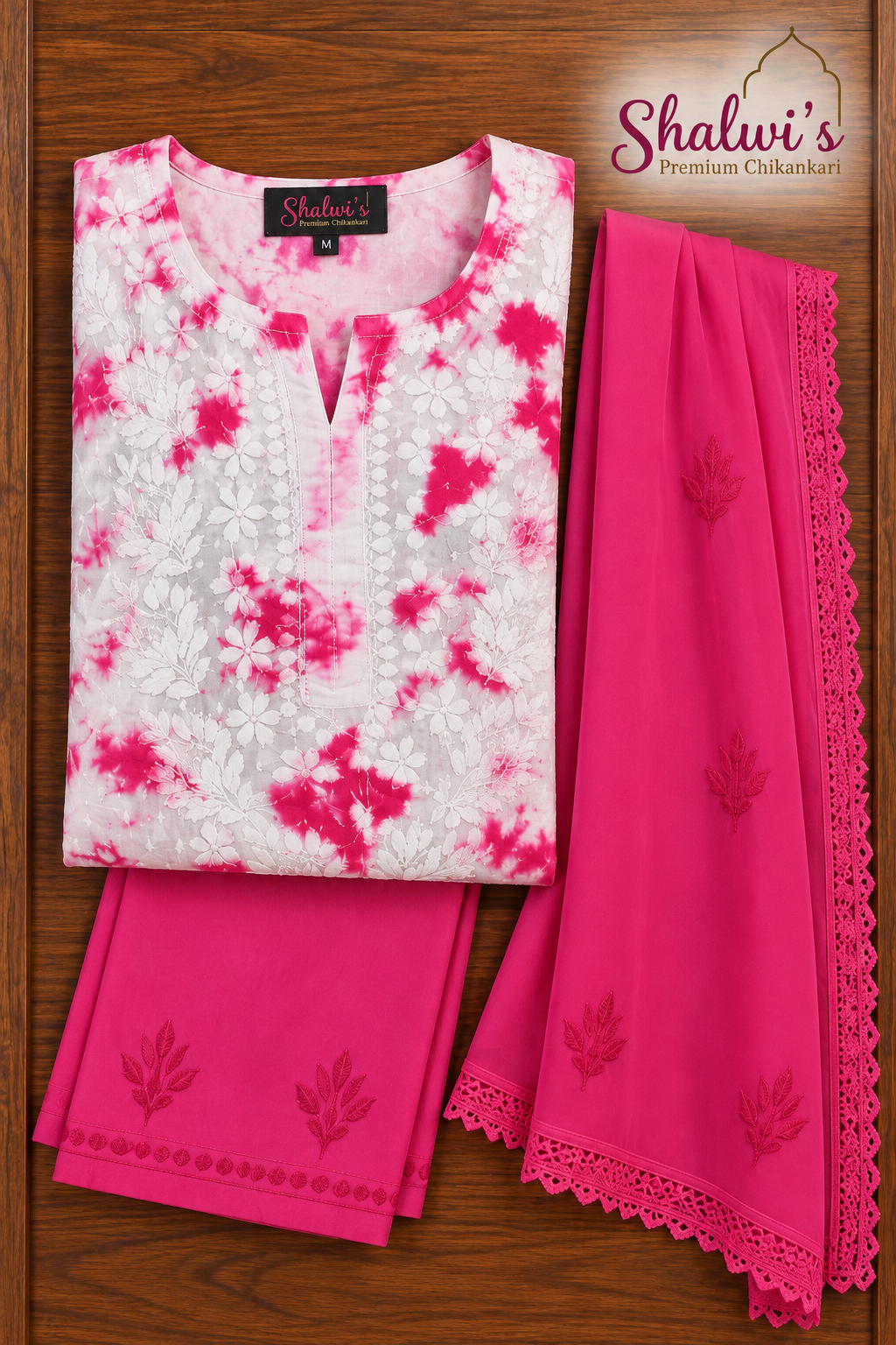 Pure Dobby Cotton Tie-Dye Co-ord Set with Dupatta