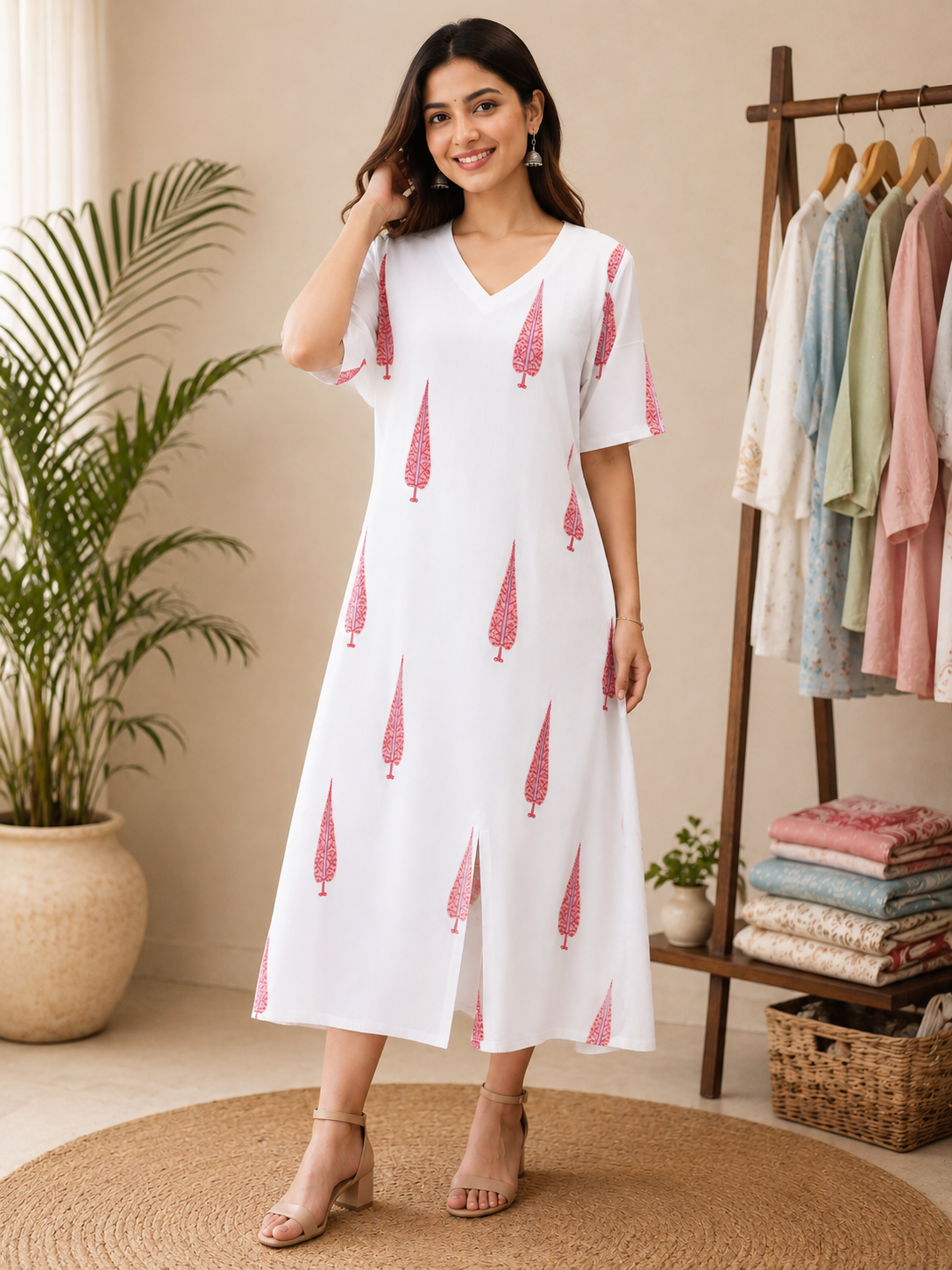 Pure Hand block Print Cotton One-Piece