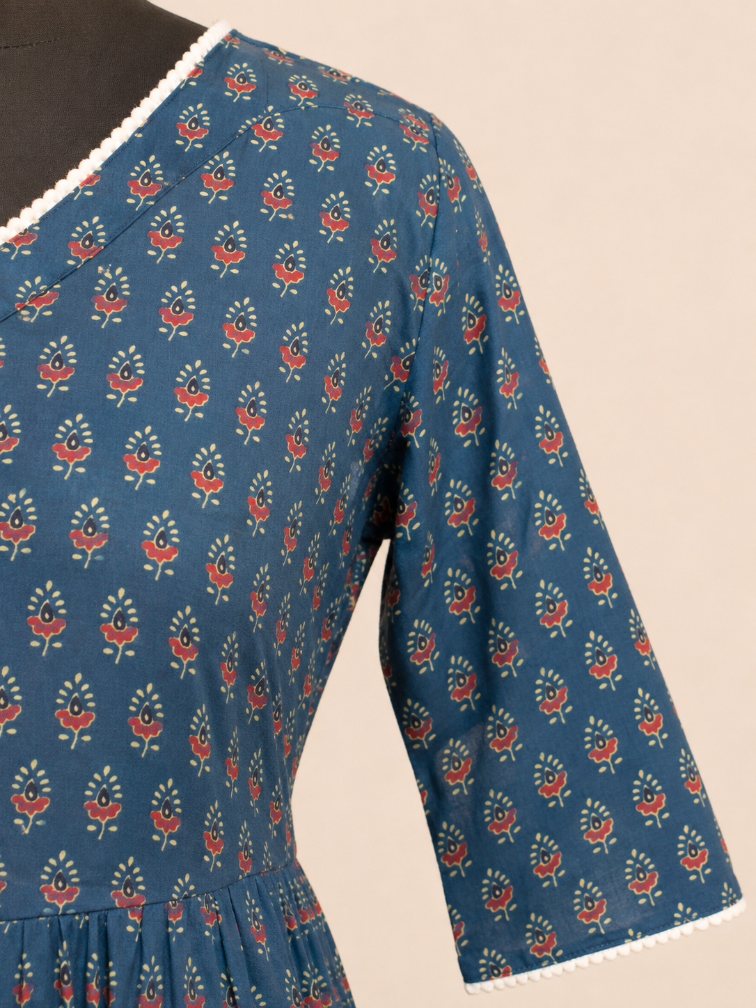 Pure Cotton Blue Hand block Print One-Piece