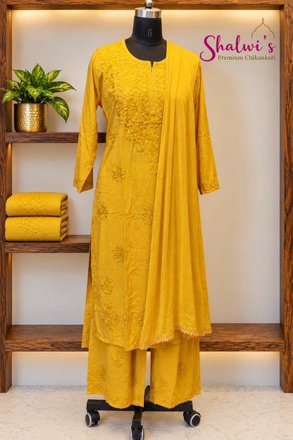 Pure Modal Co-ord Set with Authentic Mukaish & Chikankari Handwork