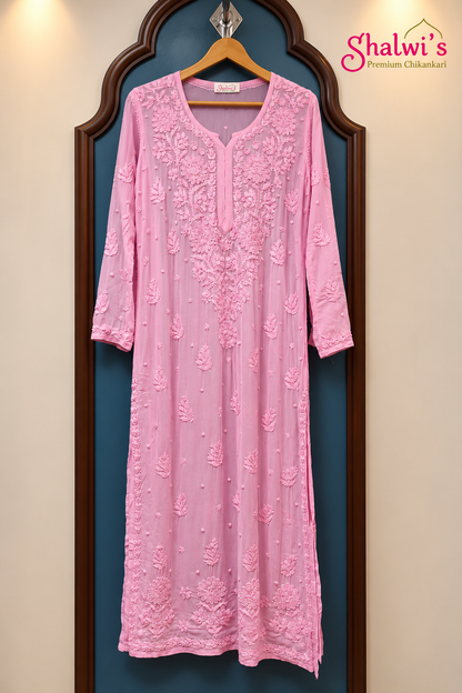 Premium Pure Viscose Long Kurti with Moti Cutdana Handwork