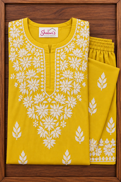 Rayon Co-ord Set with Chikankari Handwork