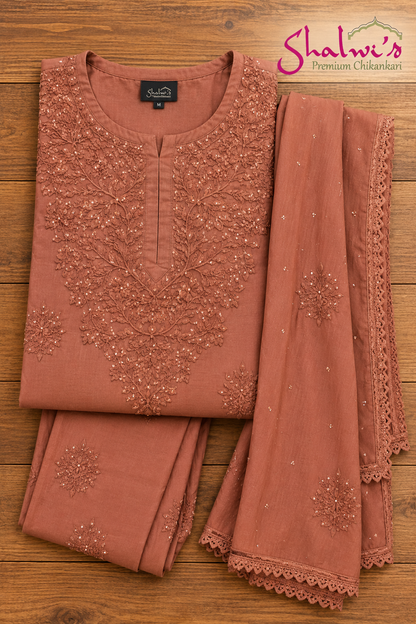 Pure Modal Co-ord Set with Authentic Mukaish & Chikankari Handwork