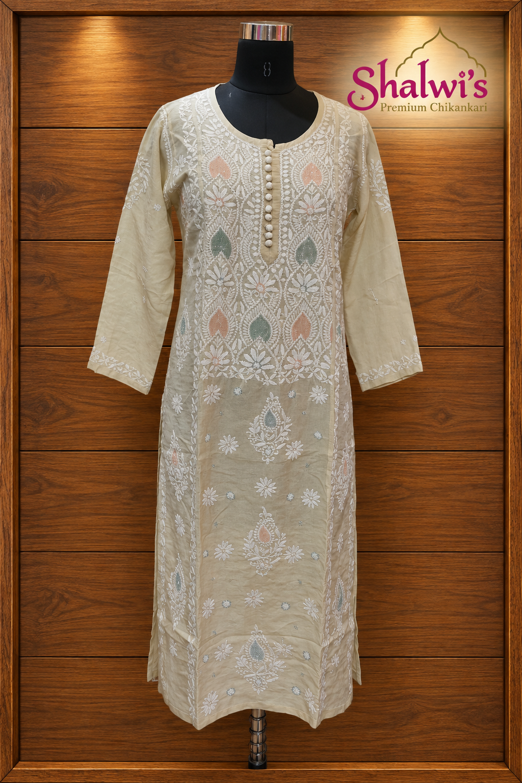 Pure Tissue Kurti with Intricate Chikankari & Cutdana Jaali Handwork