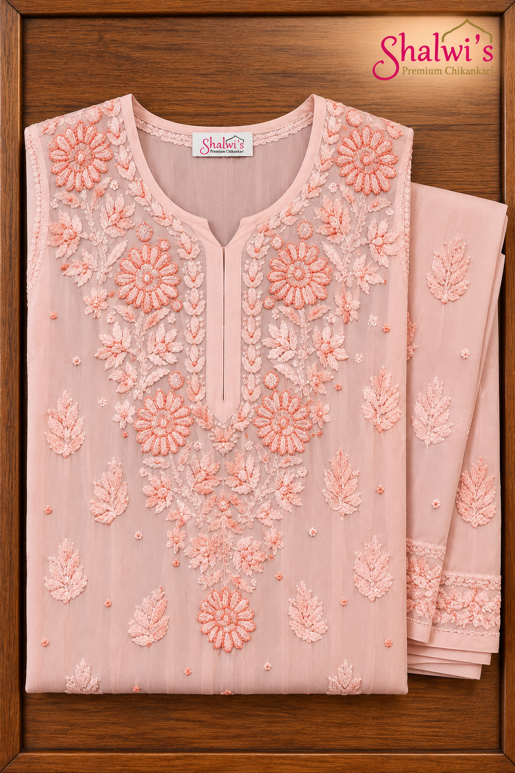 Premium Pure Viscose Long Kurti with Moti Cutdana Handwork