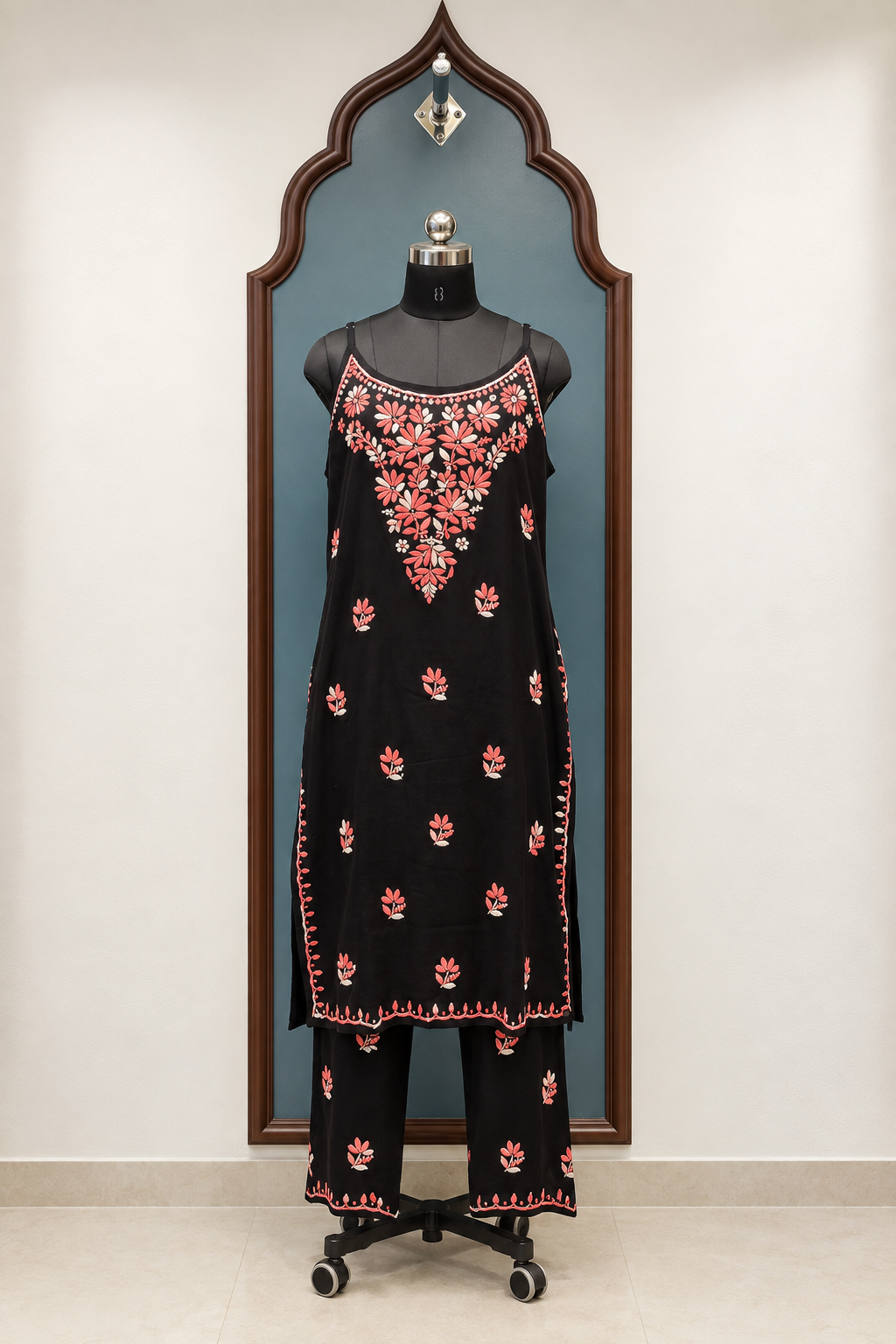 Rayon Noodle Strap Chikankari handwork Coord Set