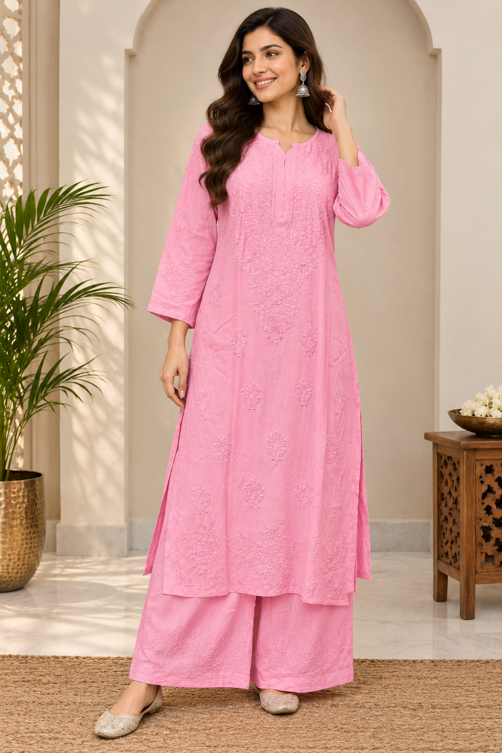 Pure Muslin Chikankari handcrafted Coord Set