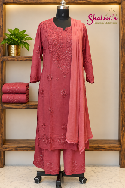 Pure Modal Co-ord Set with Authentic Mukaish & Chikankari Handwork