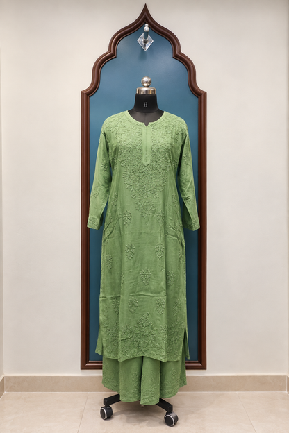 Pure Muslin Chikankari handcrafted Coord Set