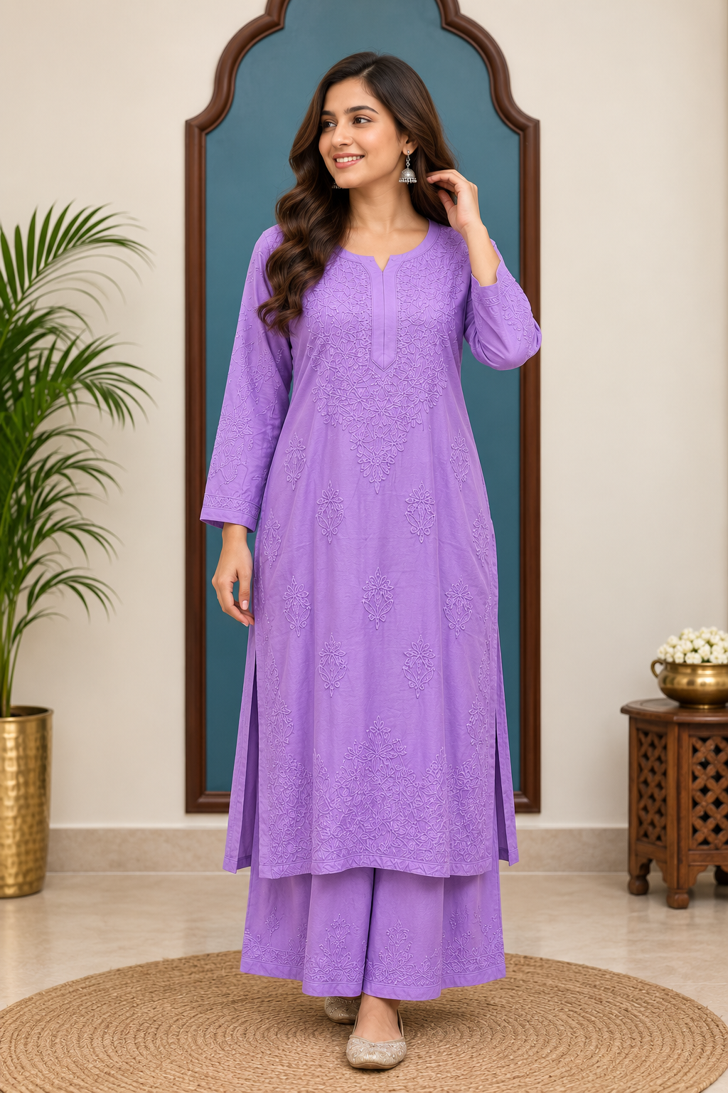 Pure Muslin Chikankari handcrafted Coord Set
