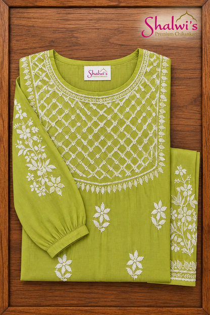 Pure Modal One-Piece with Chikankari Handwork