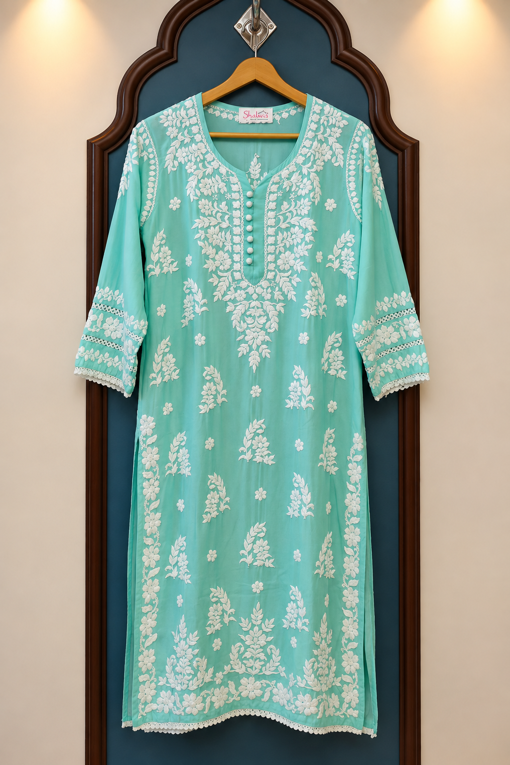Pure Modal Long Kurti with Intricate Chikankari Handwork