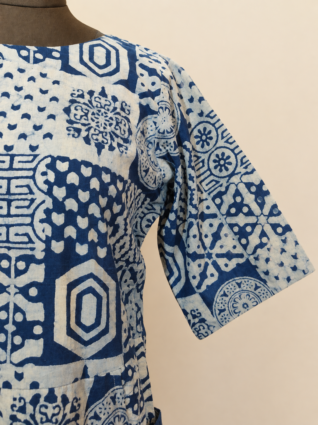 Pure Indigo Blue Hand block Print One-Piece
