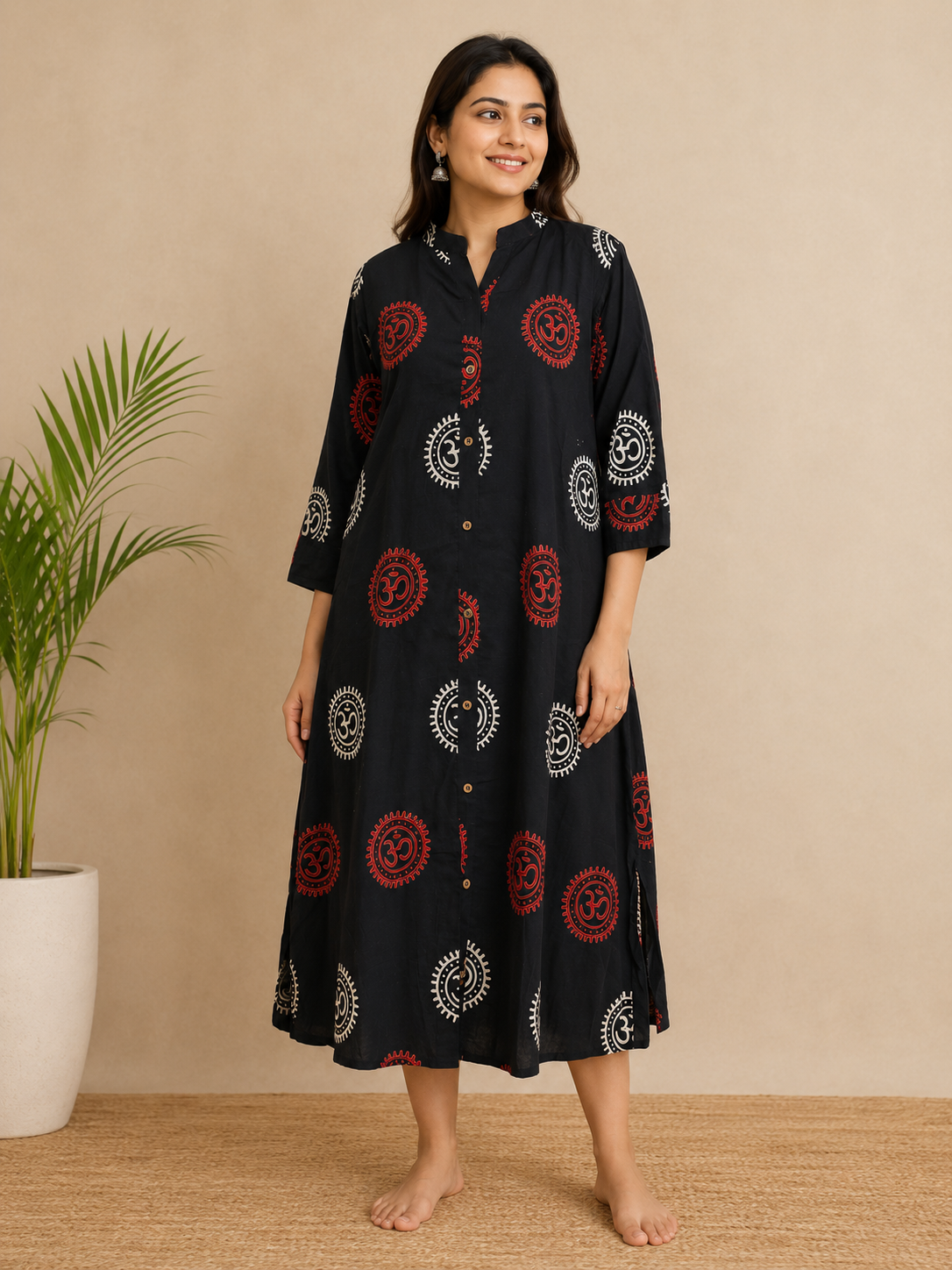 Pure Dabu OM print Hand block One-Piece