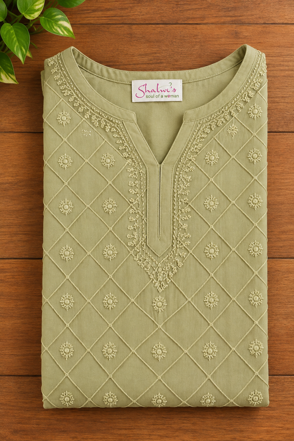 Pure Viscose Kurti with Resham Chikankari