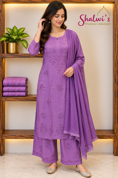Pure Modal Co-ord Set with Authentic Mukaish & Chikankari Handwork