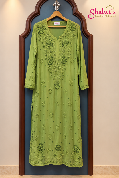 Premium Pure Viscose Long Kurti with Moti Cutdana Handwork