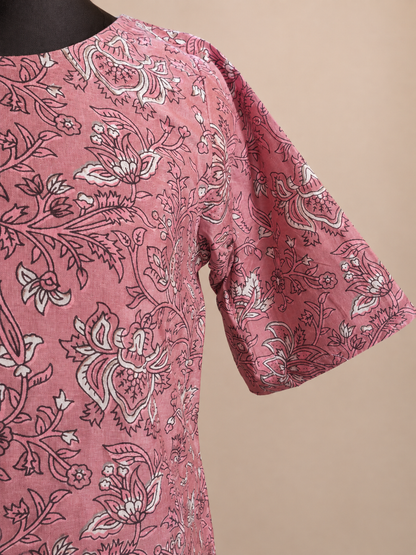Pure Dabu Dusty Pink Handblock Print One-Piece