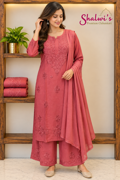 Pure Modal Co-ord Set with Authentic Mukaish & Chikankari Handwork