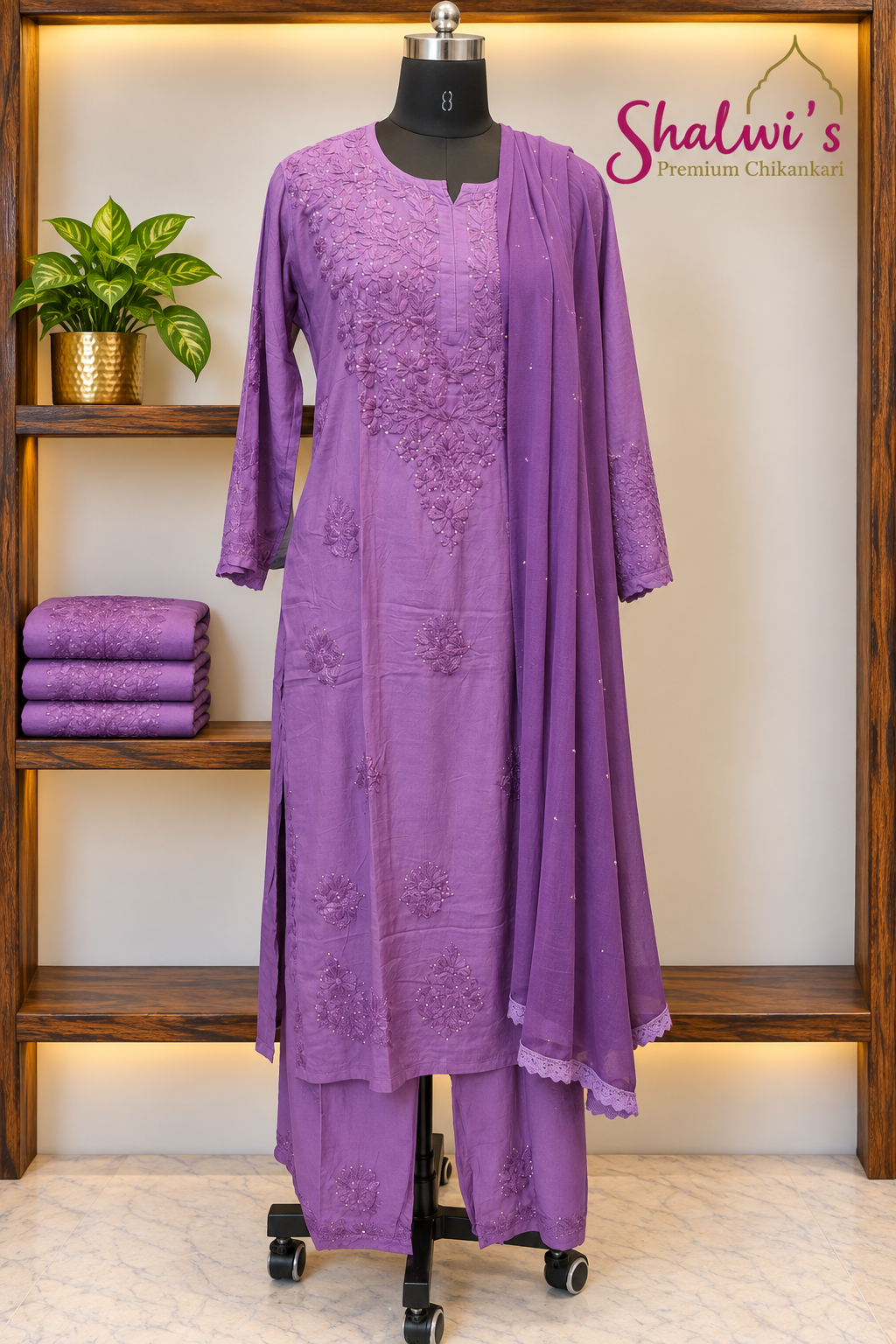 Pure Modal Co-ord Set with Authentic Mukaish & Chikankari Handwork