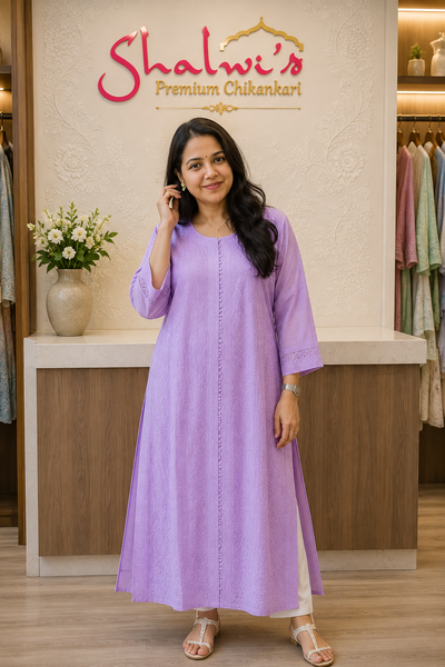Pure Muslin Chikankari Long Kurti