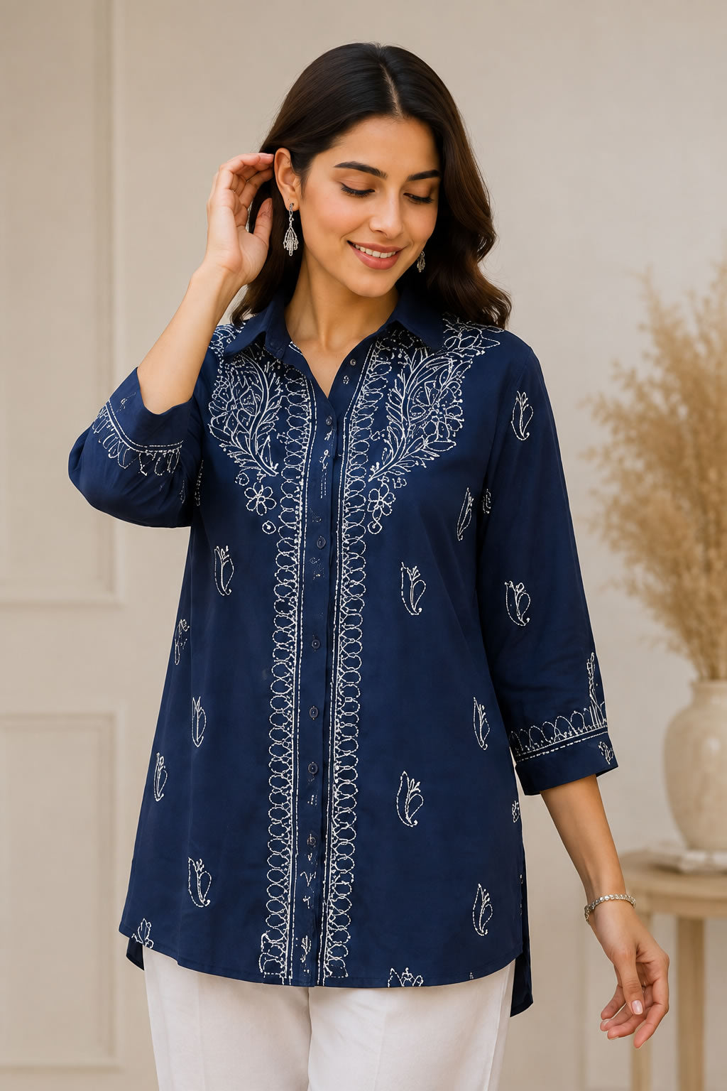 Pure Modal Handcrafted Chikankari Shirt