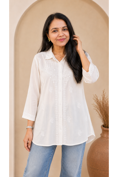 Pure Modal Handcrafted Chikankari Shirt